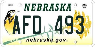 NE license plate AFD493