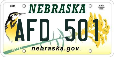 NE license plate AFD501