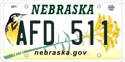 NE license plate AFD511