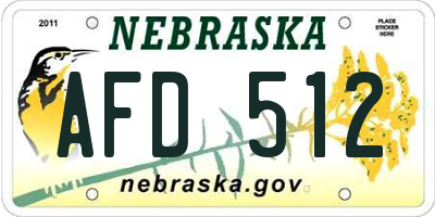NE license plate AFD512