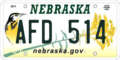 NE license plate AFD514