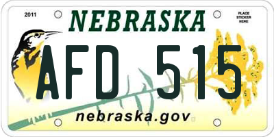 NE license plate AFD515