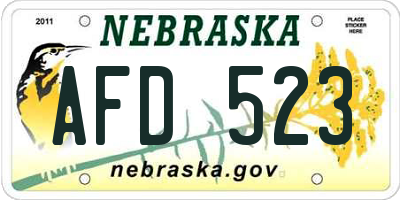 NE license plate AFD523