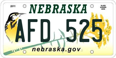 NE license plate AFD525