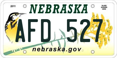 NE license plate AFD527