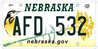 NE license plate AFD532
