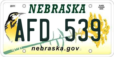 NE license plate AFD539
