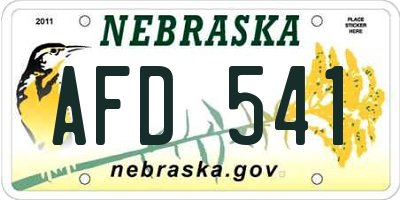 NE license plate AFD541