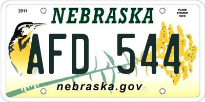 NE license plate AFD544