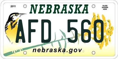 NE license plate AFD560