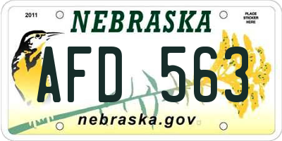 NE license plate AFD563