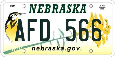 NE license plate AFD566