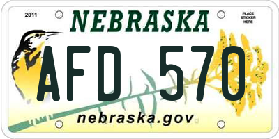 NE license plate AFD570