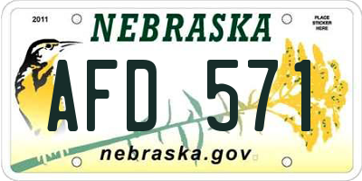 NE license plate AFD571