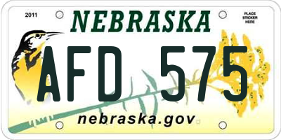 NE license plate AFD575