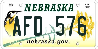 NE license plate AFD576