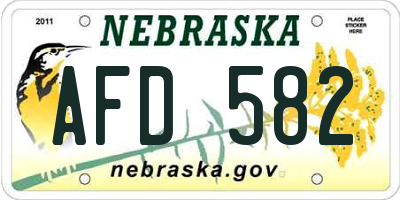 NE license plate AFD582