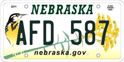 NE license plate AFD587