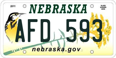 NE license plate AFD593