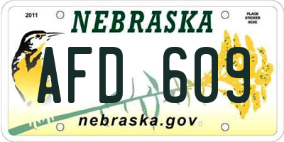NE license plate AFD609