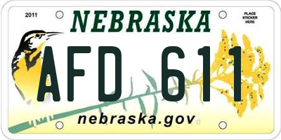 NE license plate AFD611