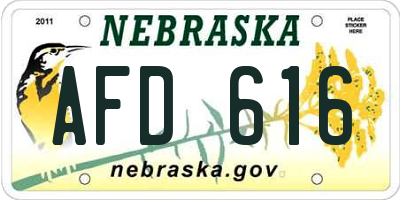 NE license plate AFD616