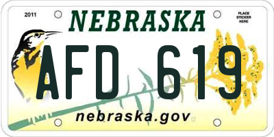 NE license plate AFD619