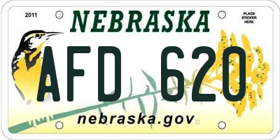 NE license plate AFD620
