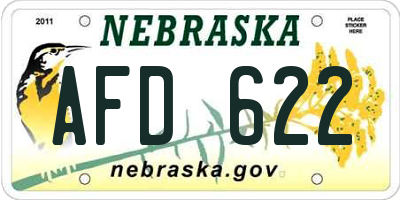 NE license plate AFD622