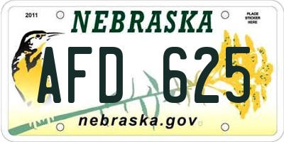 NE license plate AFD625