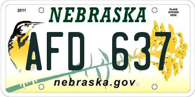 NE license plate AFD637