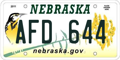 NE license plate AFD644