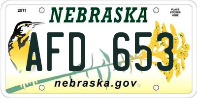 NE license plate AFD653