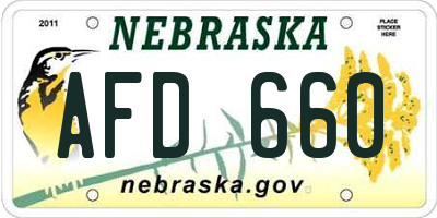NE license plate AFD660