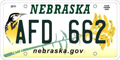 NE license plate AFD662