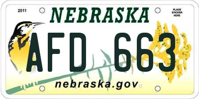 NE license plate AFD663
