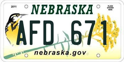 NE license plate AFD671