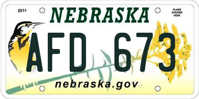 NE license plate AFD673