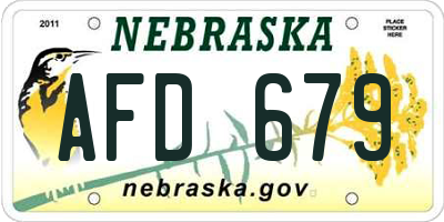 NE license plate AFD679