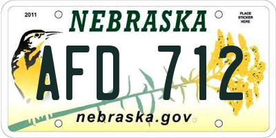 NE license plate AFD712