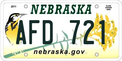 NE license plate AFD721