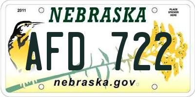 NE license plate AFD722