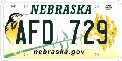 NE license plate AFD729