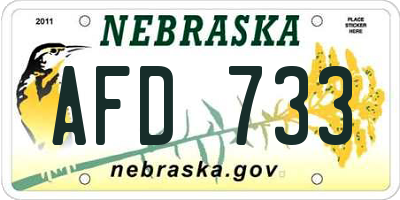 NE license plate AFD733