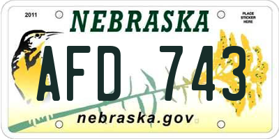 NE license plate AFD743
