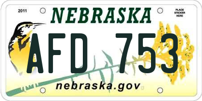 NE license plate AFD753