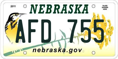 NE license plate AFD755
