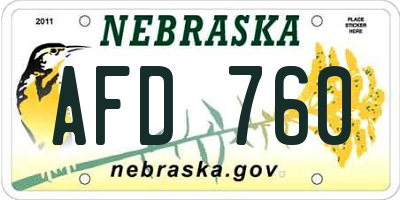 NE license plate AFD760