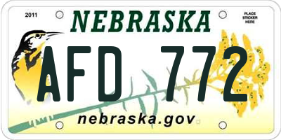 NE license plate AFD772
