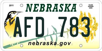 NE license plate AFD783